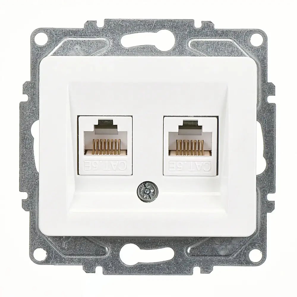 Fantasy İkili Data Prizi (2 x RJ45 Cat5E), Beyaz (Mekanizma + Tuş/Kapak) 