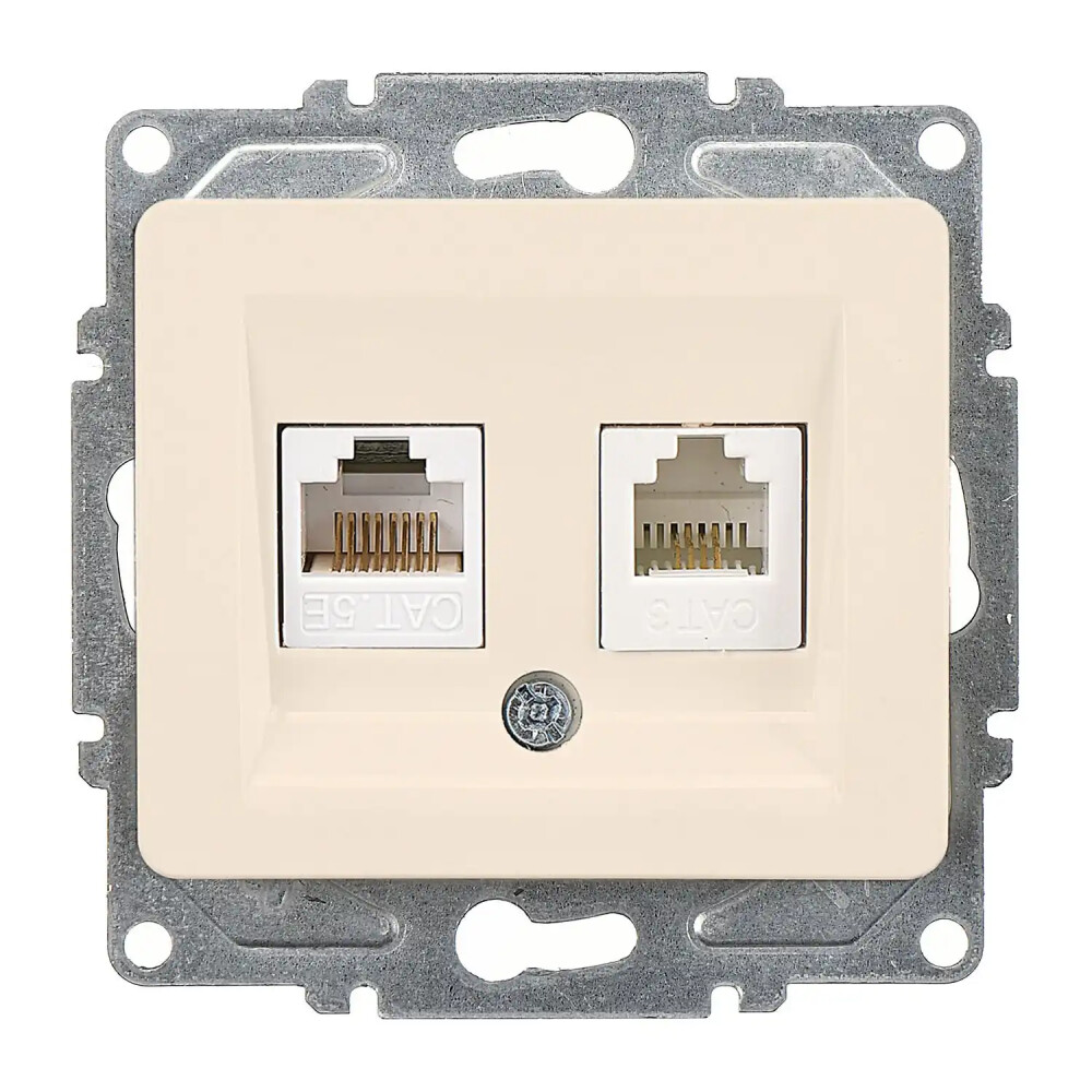 Fantasy İkili Nümeris Telefon Prizi (2 x Cat3), Krem (Mekanizma + Tuş/Kapak) - Günsan Elektrik