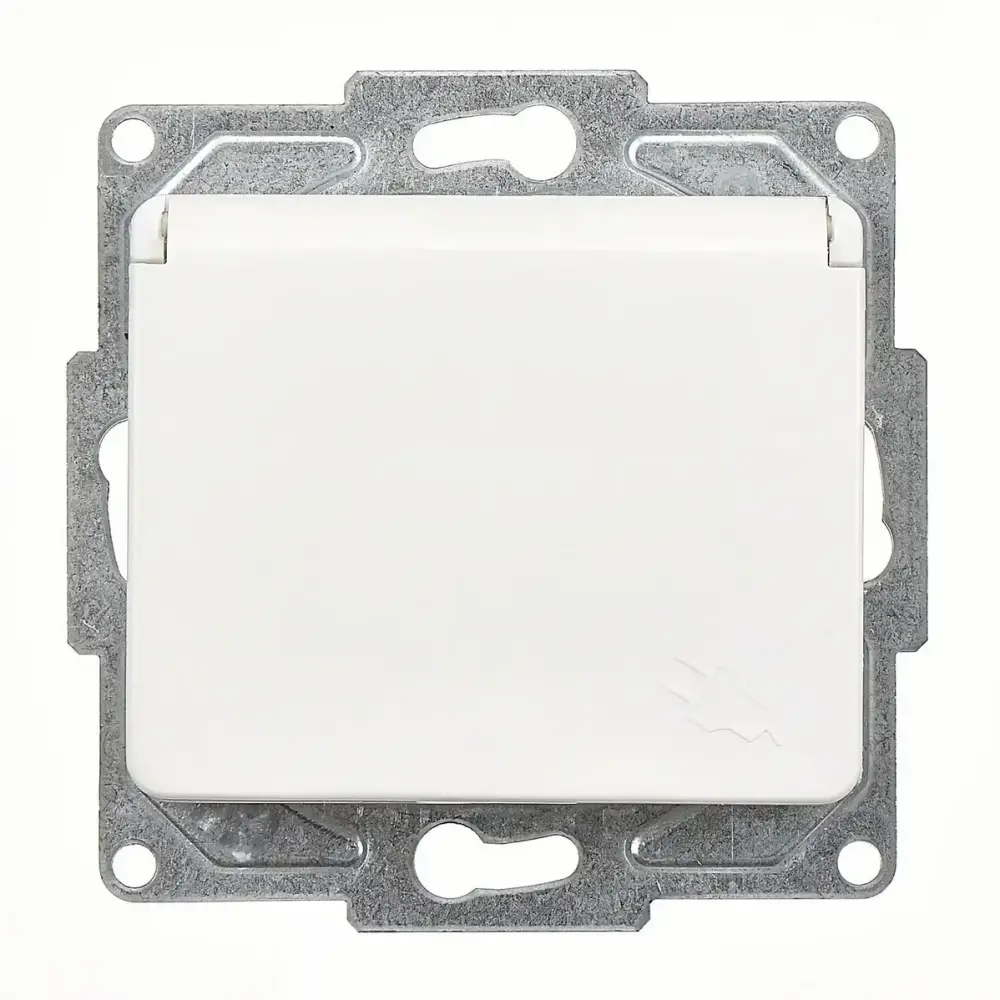 Fantasy Kapaklı Topraklı Priz (klipsli), Beyaz (Mekanizma + Tuş/Kapak) - 2