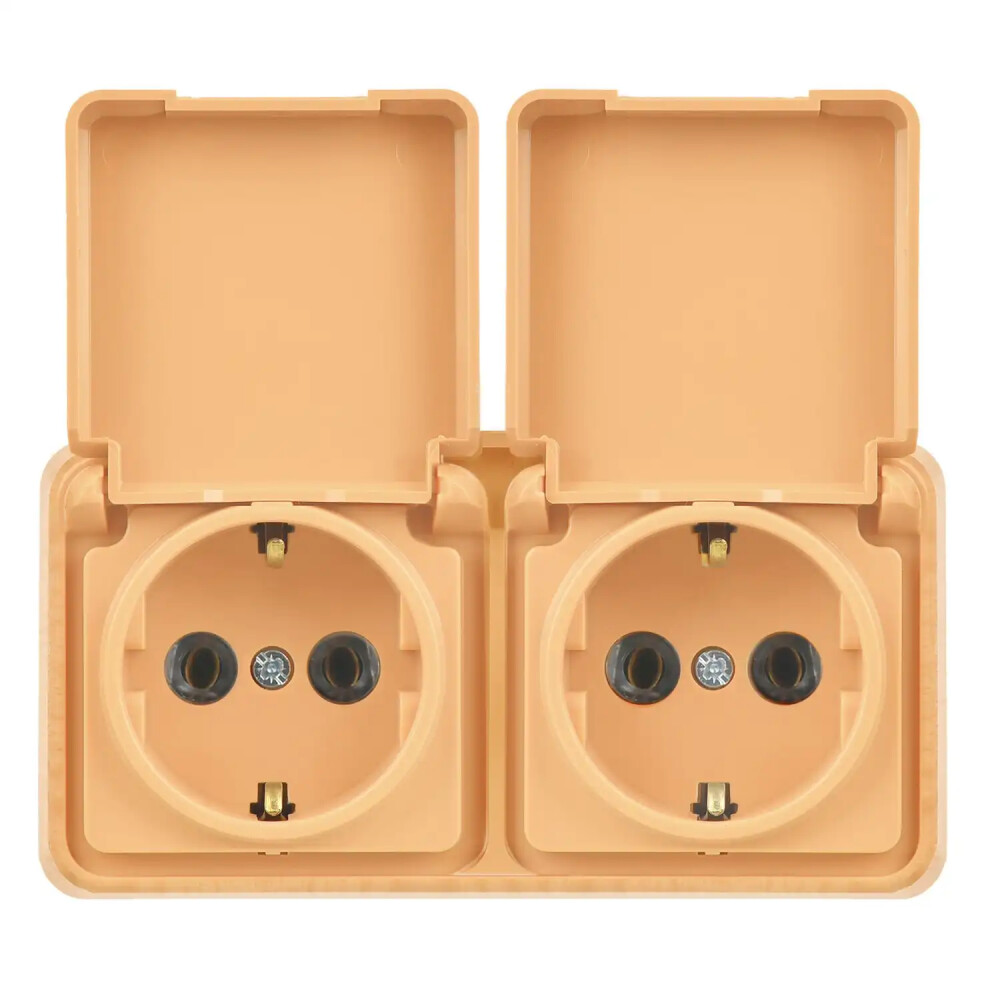 Double Socket w Cover, Maple - Günsan Elektrik