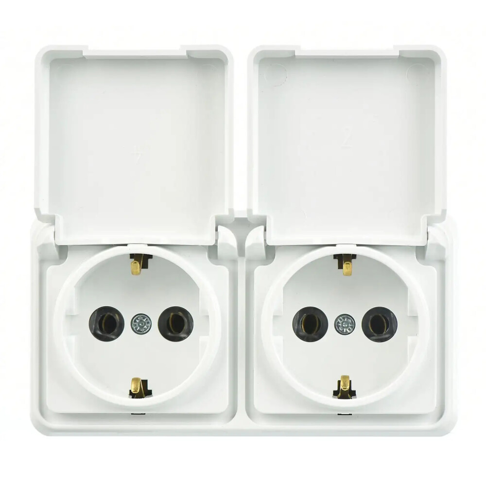 Fantasy Misya İkili Kapaklı Topraklı Priz, Beyaz - Günsan