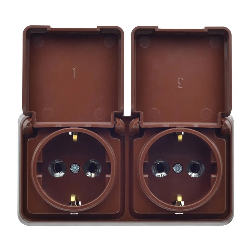 Fantasy Misya İkili Kapaklı Topraklı Priz, Ceviz - Günsan Elektrik