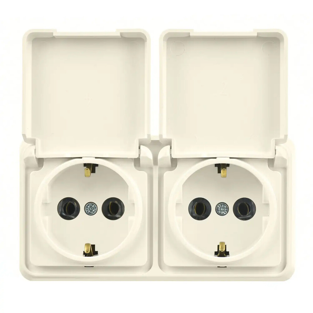 Fantasy Misya İkili Kapaklı Topraklı Priz, Krem - Günsan Elektrik