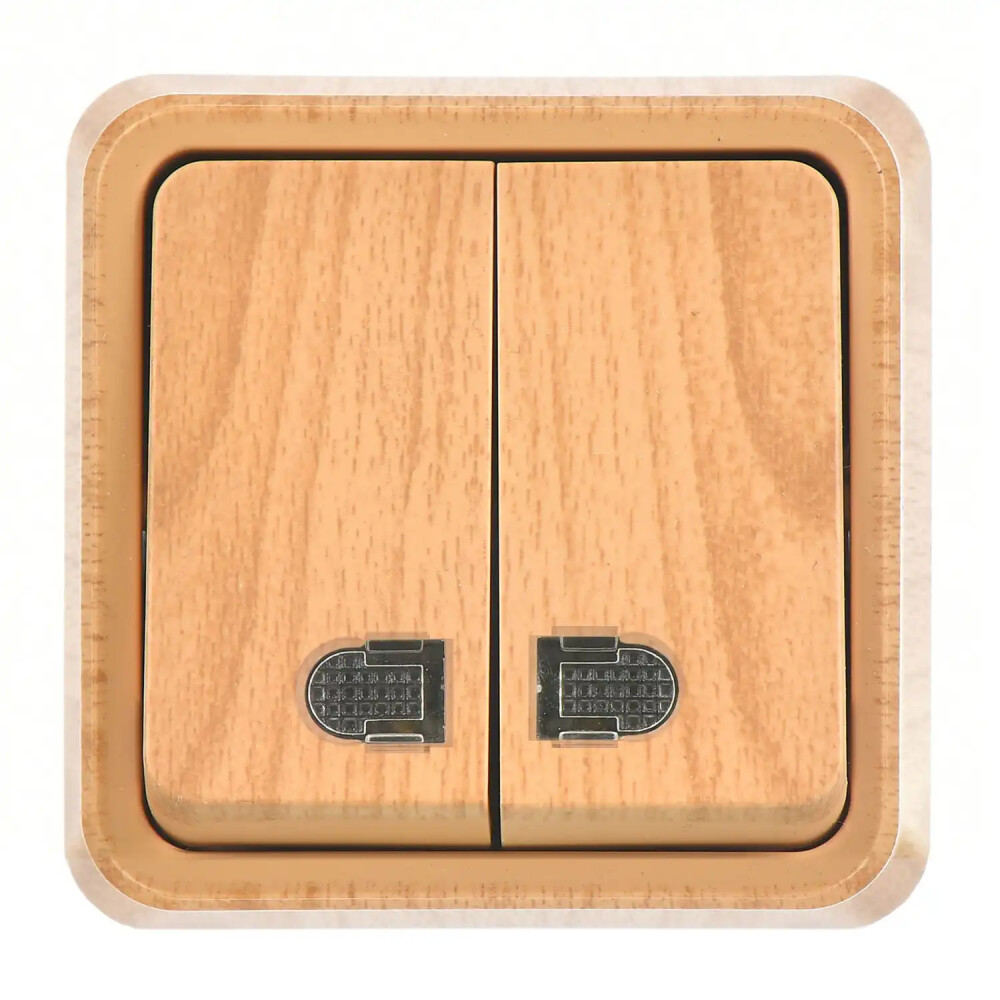 Illuminated 2 Gang Switch, Maple - Günsan Elektrik