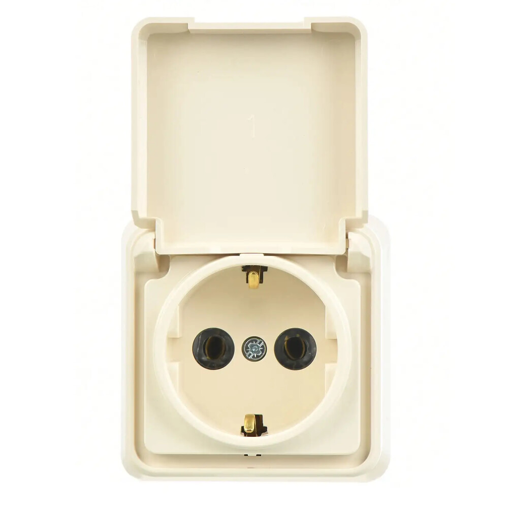 Fantasy Misya Kapaklı Topraklı Priz, Krem - Günsan Elektrik