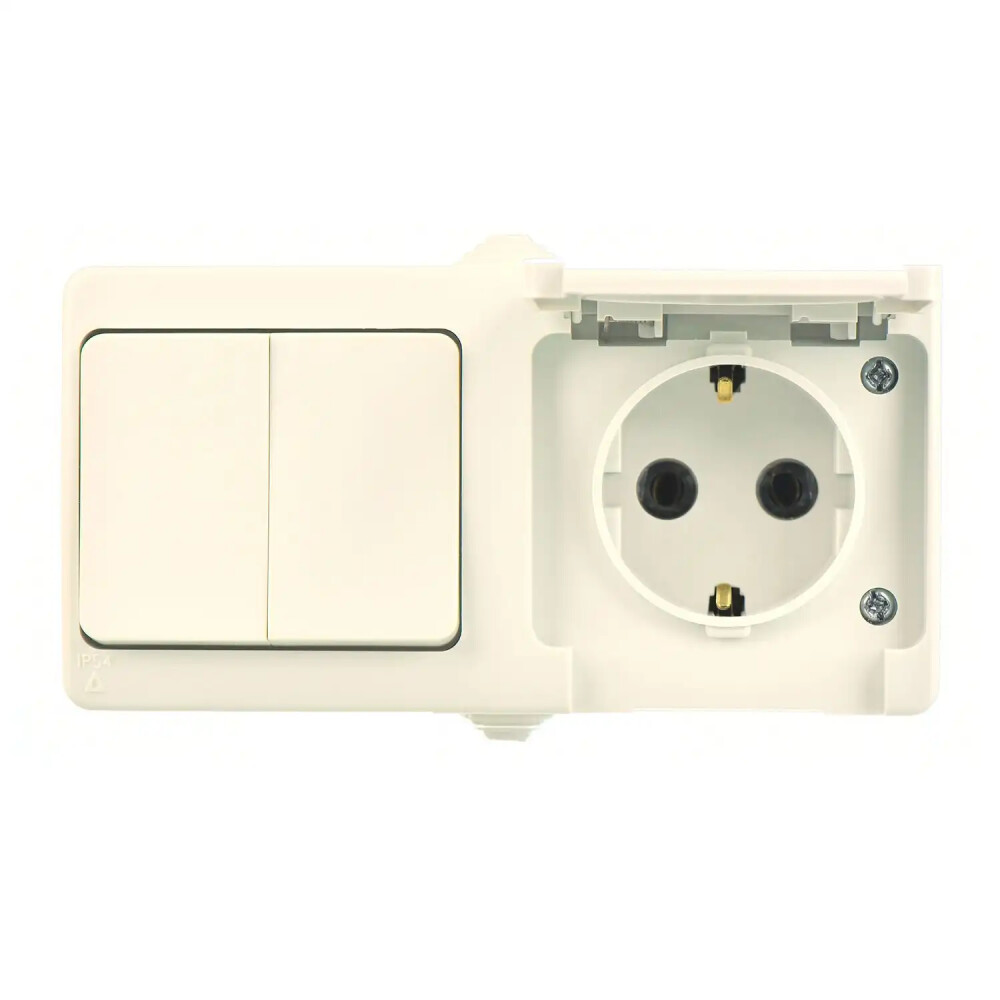 Fantasy Nemliyer İkili Grup (Komütatör + Kap. Top. Priz), Krem - Günsan Elektrik