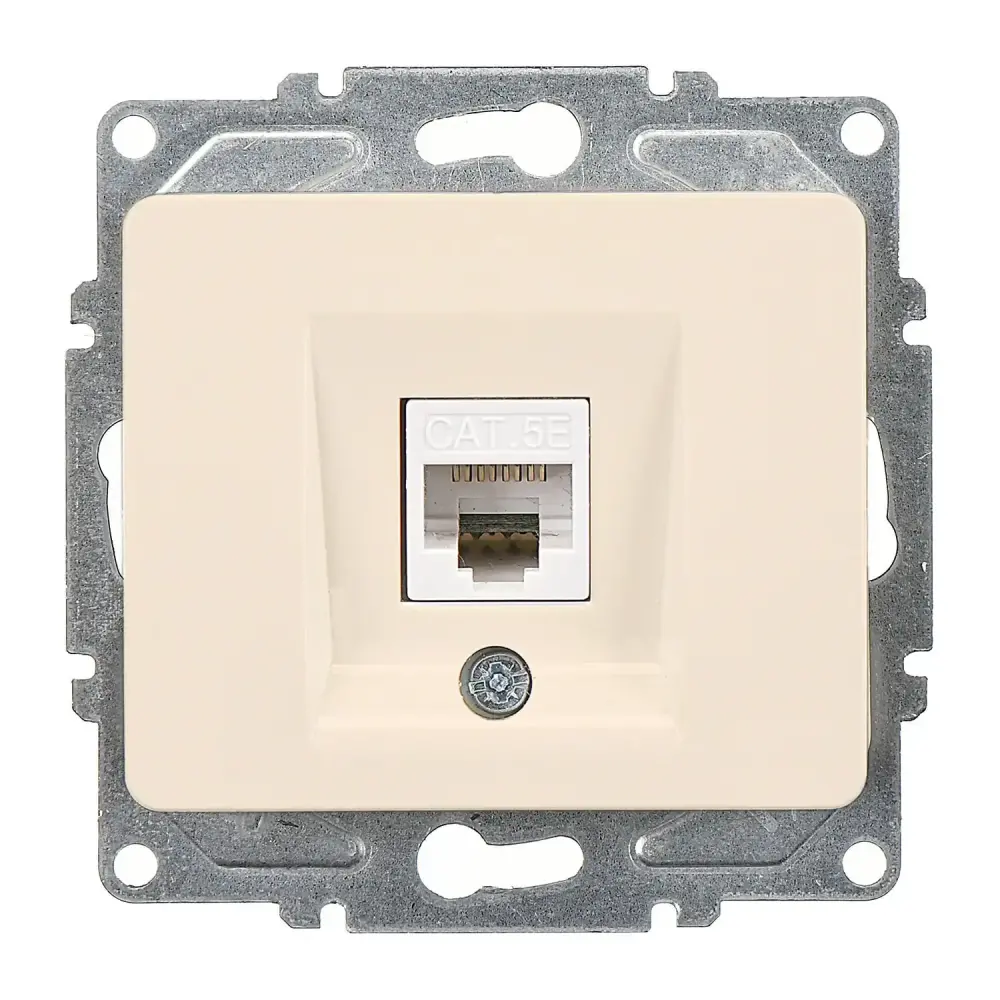 Fantasy Tekli Data Prizi (RJ45 Cat5E), Krem (Mekanizma + Tuş/Kapak) 