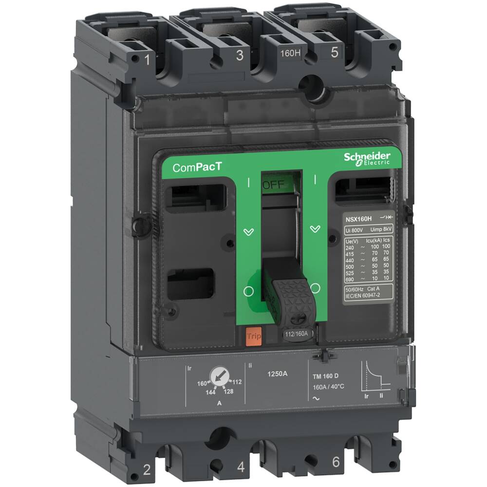 C10H3TM025 - Circuit breaker, ComPacT NSX100H, 70kA/415VAC, 3 poles, TMD trip unit 25A. - 1