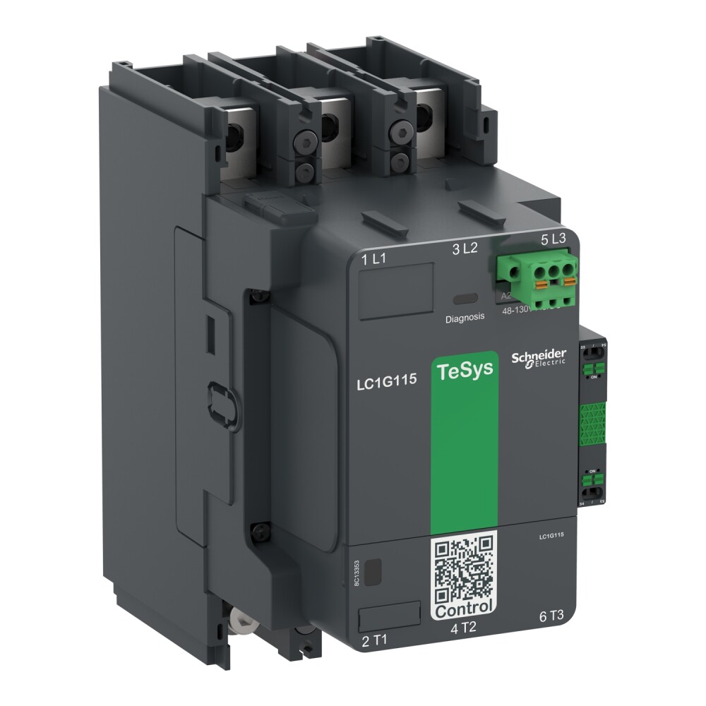 LC1G115KUEN - High power contactor, TeSys Giga, 3 pole (3NO), AC-3 <=440V 115A, standard version, 100â¦250V wide band AC/DC coil - Schneider Electric