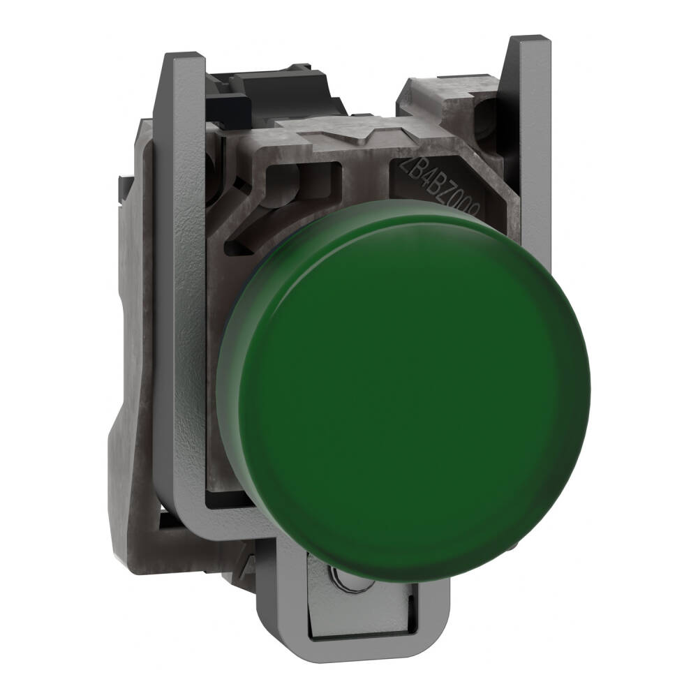XB4BVB3 - Pilot light, Harmony XB4,metal, green, 22mm, universal LED, plain lens, 24V AC DC - 1