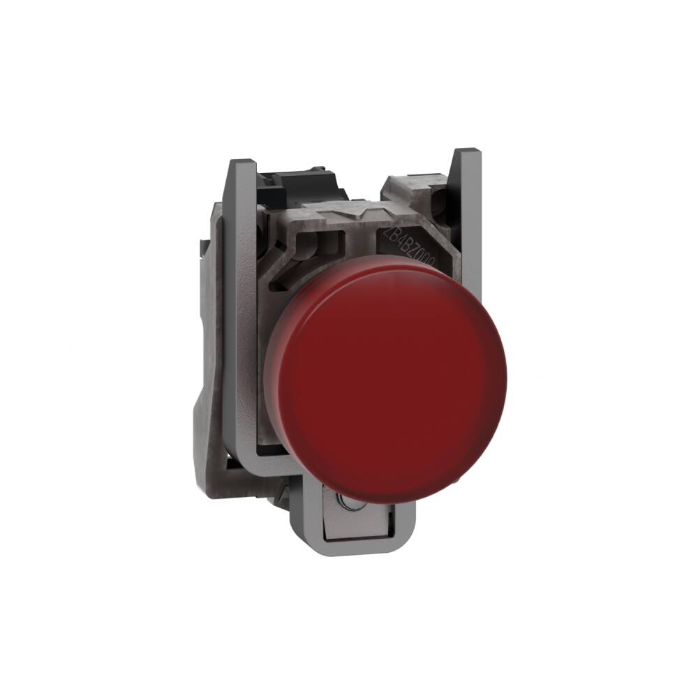 XB4BVB4 - Pilot light, Harmony XB4,metal, red, 22mm, universal LED, plain lens, 24V AC DC - 1