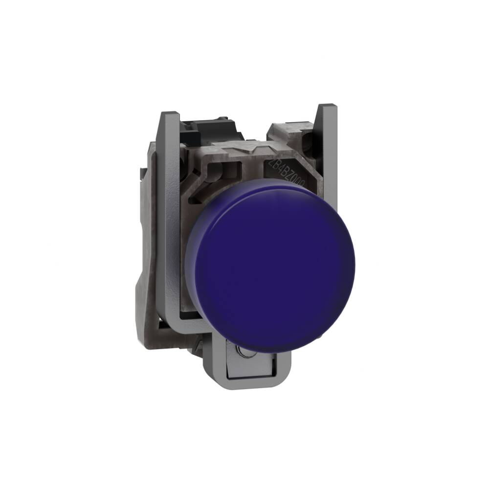 XB4BVB6 - Pilot light, Harmony XB4,metal, blue, 22mm, universal LED, plain lens, 24V AC DC. - 1