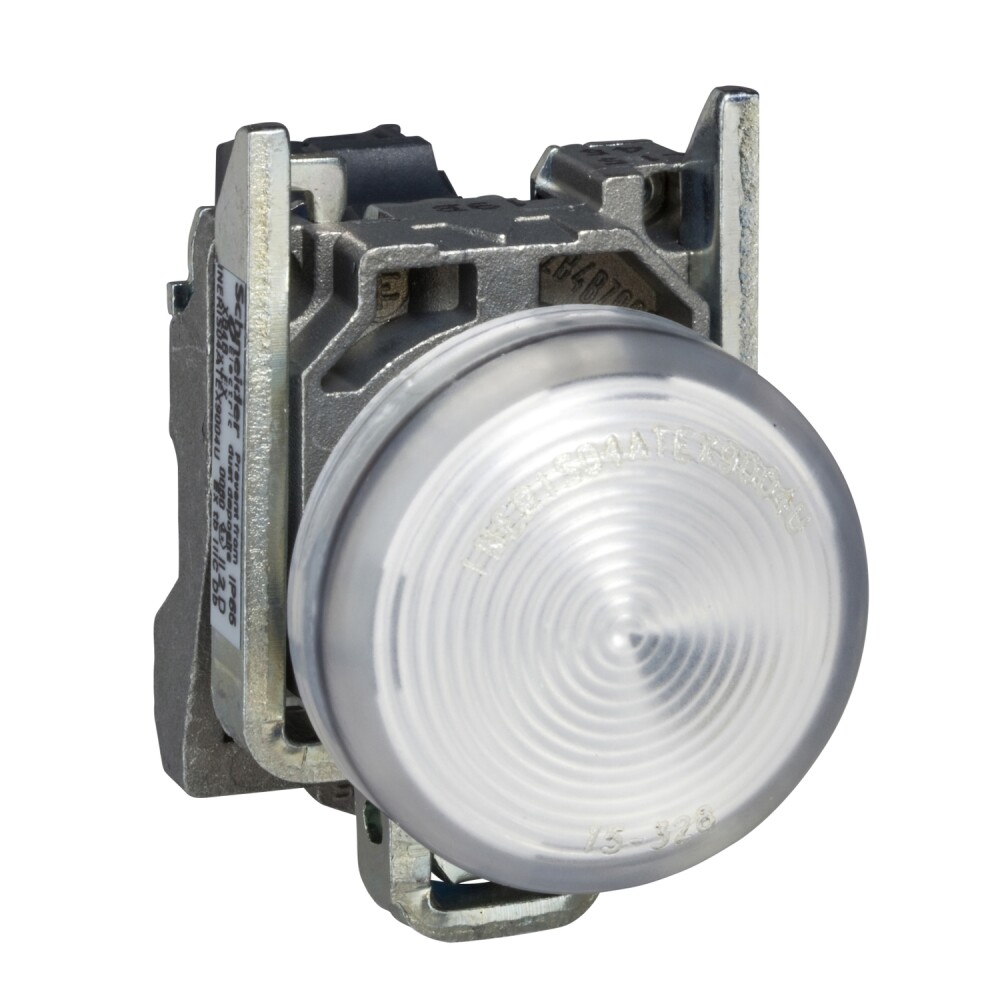 XB4BVM1 - Pilot light, Harmony XB4,metal, white, 22mm, universal LED, plain lens, 230...240V AC. - 1