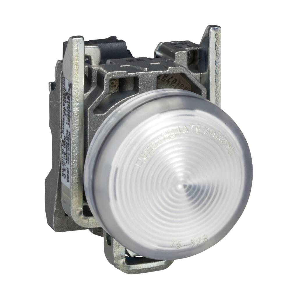 XB4BVM1 - Pilot light, Harmony XB4,metal, white, 22mm, universal LED, plain lens, 230...240V AC. - 1