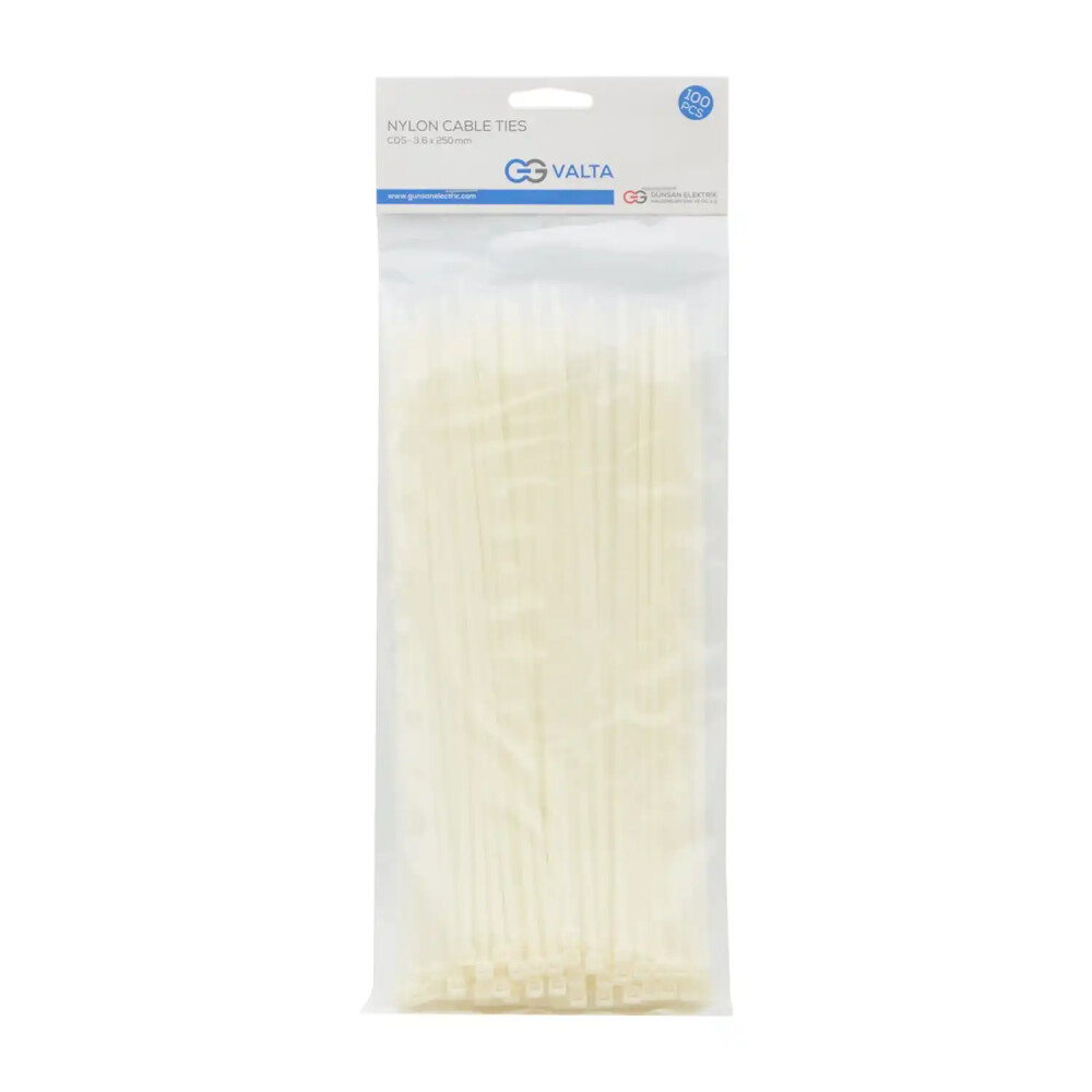 Valta Kablo Bağı T10 Beyaz (25cm x 3.6mm) x100 - Günsan Elektrik