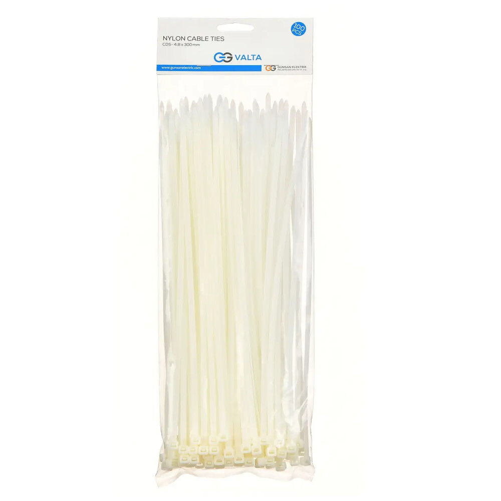 Valta Kablo Bağı T12 Beyaz (30cm x 4.8mm) x100 - Günsan Elektrik