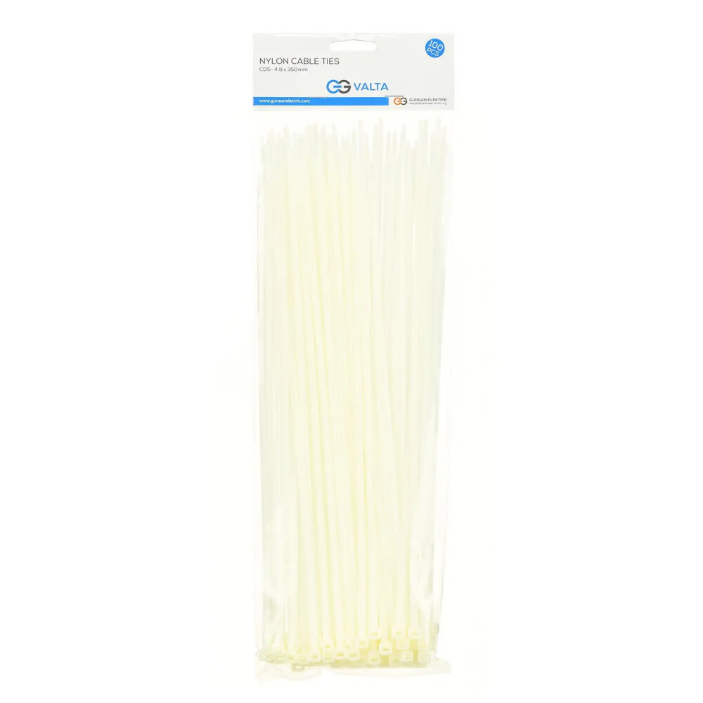 Valta Kablo Bağı T14 Beyaz (35cm x 4.8mm) x100 - Günsan Elektrik