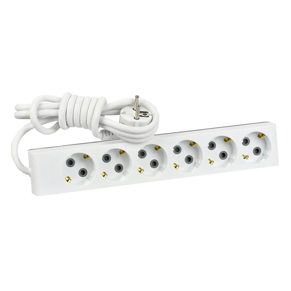 Visage Altılı Çocuk Korumalı Topraklı Priz 5m, Beyaz - Günsan Elektrik