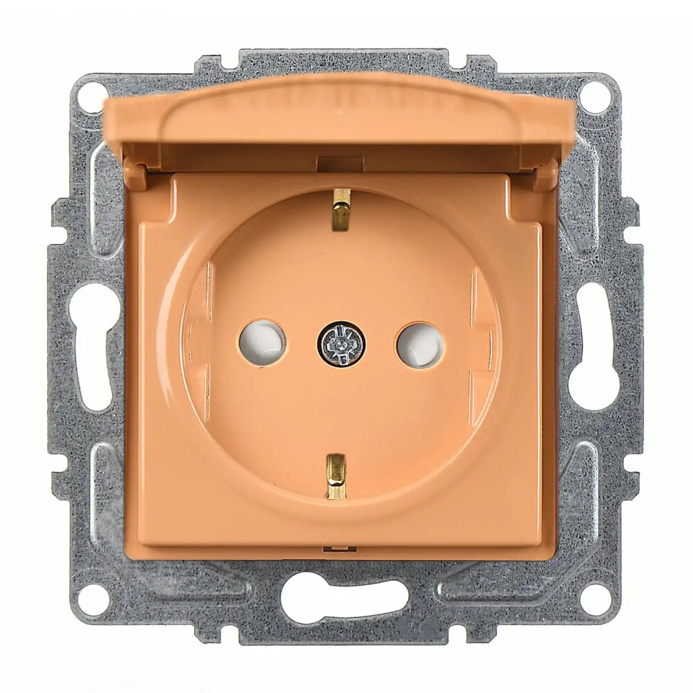 Visage Çocuk Korumalı Kapaklı Topraklı Priz, Akçaağaç (Mekanizma + Tuş/Kapak) - Günsan