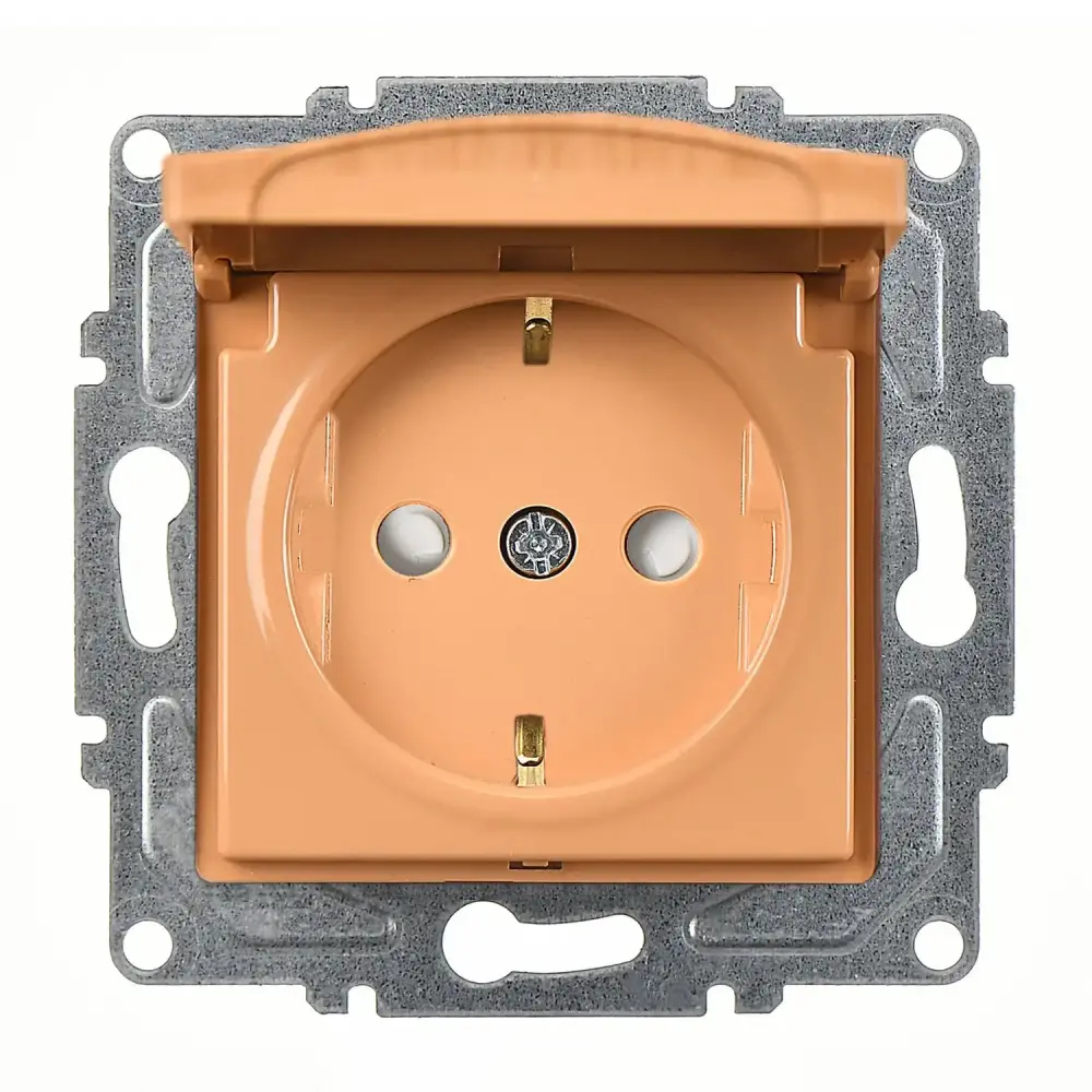 Visage Çocuk Korumalı Kapaklı Topraklı Priz, Akçaağaç (Mekanizma + Tuş/Kapak) - 1