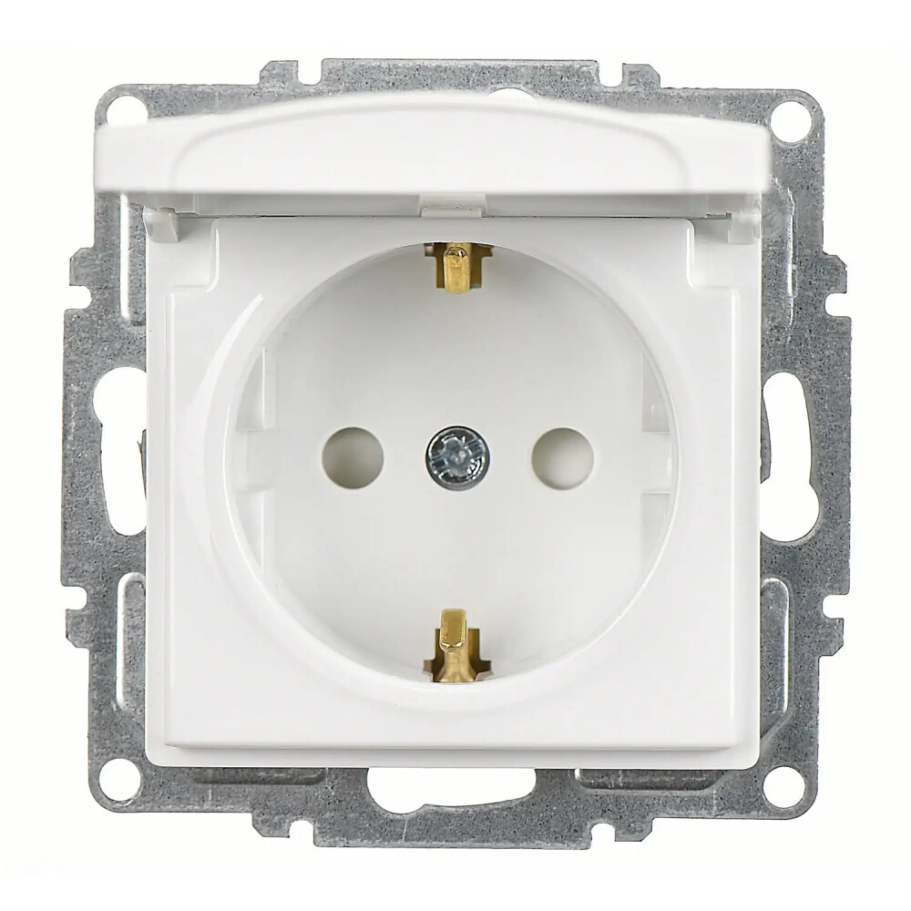 Visage Çocuk Korumalı Kapaklı Topraklı Priz, Beyaz (Mekanizma + Tuş/Kapak) - Günsan