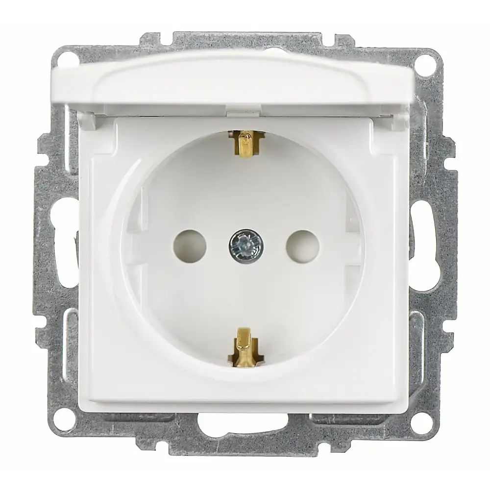 Visage Çocuk Korumalı Kapaklı Topraklı Priz, Beyaz (Mekanizma + Tuş/Kapak) - 1