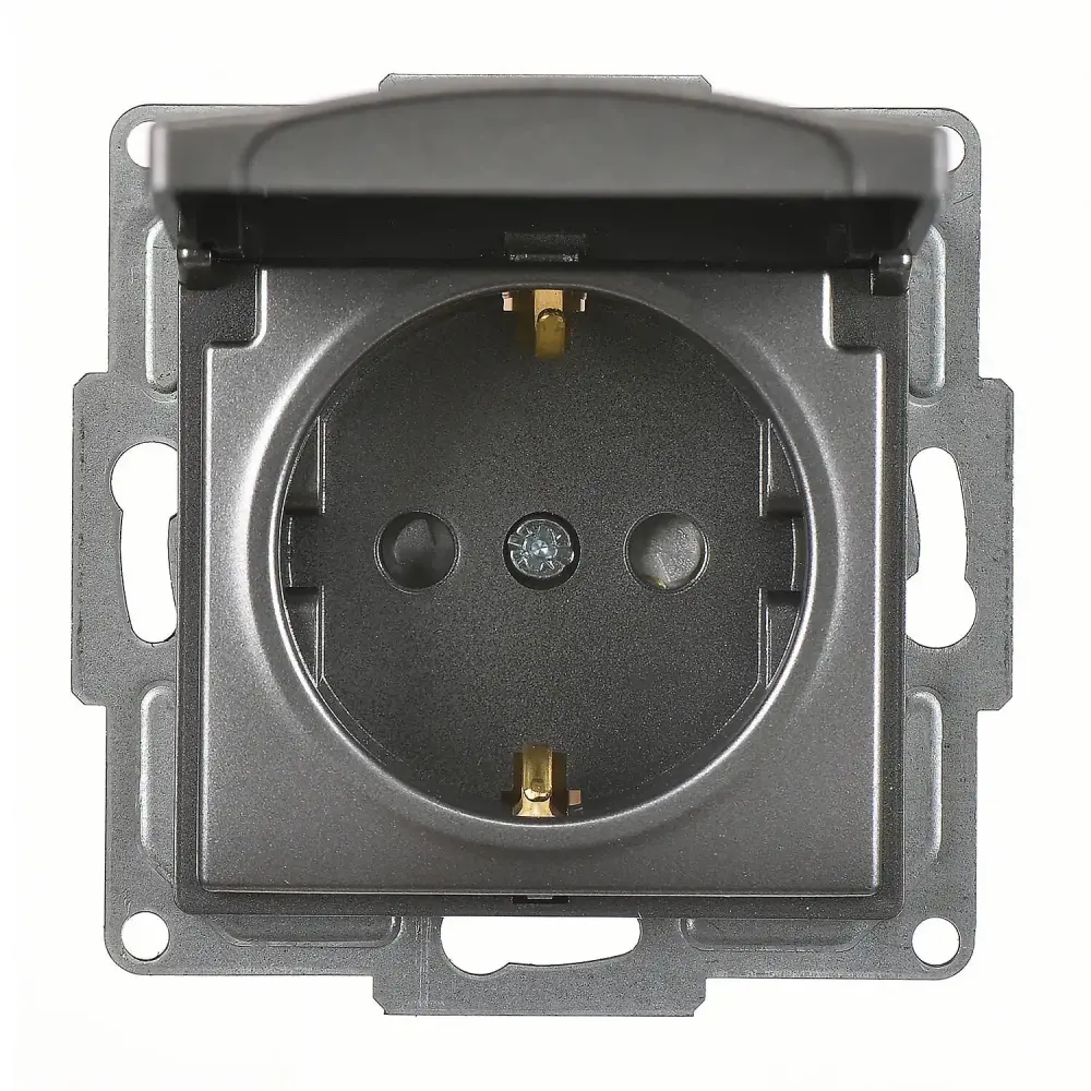 Visage Çocuk Korumalı Kapaklı Topraklı Priz, Füme (Mekanizma + Tuş/Kapak) - 1