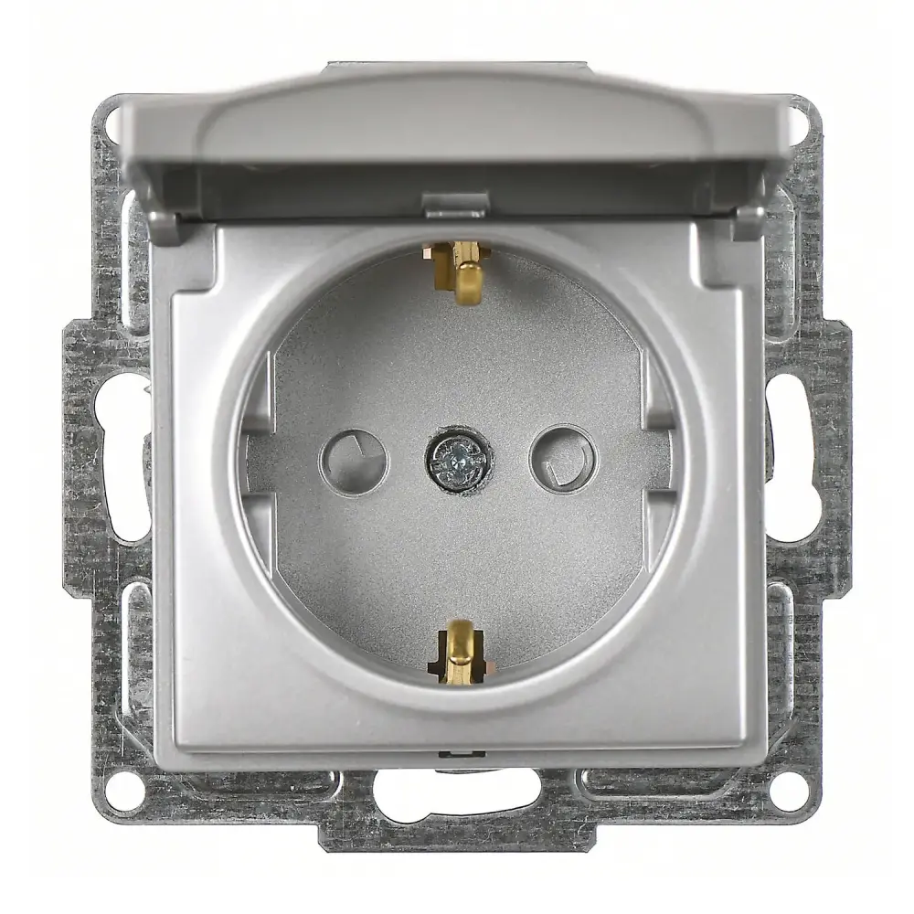 Visage Çocuk Korumalı Kapaklı Topraklı Priz, Gümüş (Mekanizma + Tuş/Kapak) 