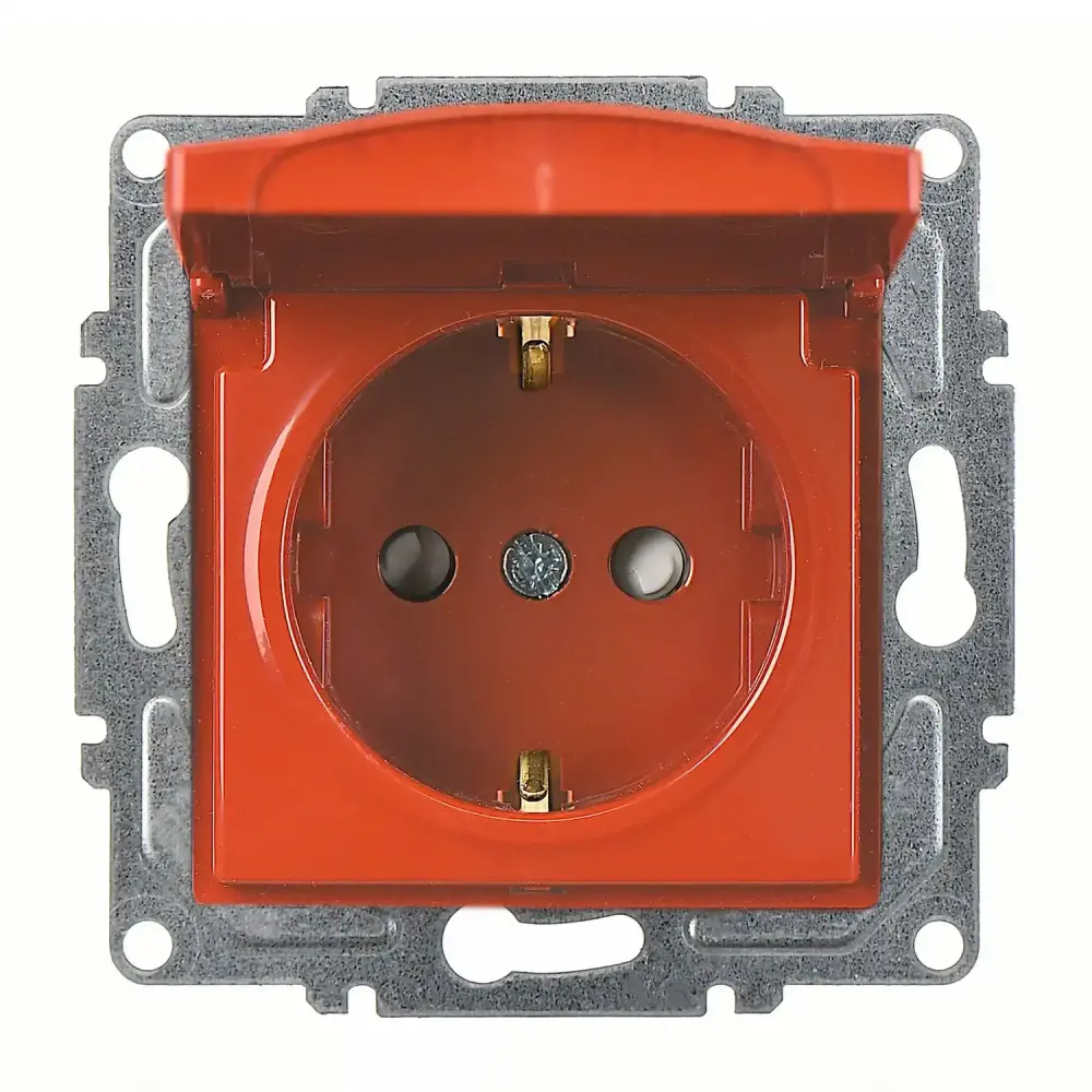 Visage Çocuk Korumalı Kapaklı Topraklı Priz, Kiraz (Mekanizma + Tuş/Kapak) 