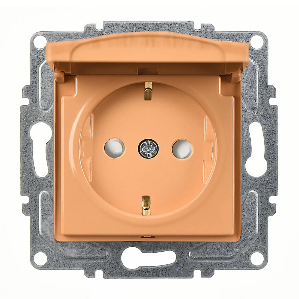 Visage Çocuk Korumalı Kapaklı Topraklı Priz (klipsli), Akçaağaç (Mekanizma + Tuş/Kapak) - Günsan Elektrik