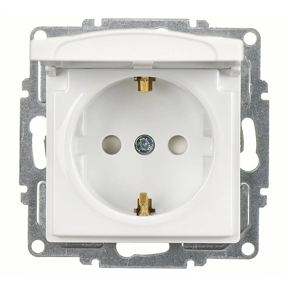 Visage Çocuk Korumalı Kapaklı Topraklı Priz (klipsli), Beyaz (Mekanizma + Tuş/Kapak) - Günsan Elektrik