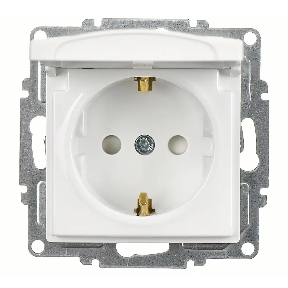 Visage Çocuk Korumalı Kapaklı Topraklı Priz (klipsli), Beyaz (Mekanizma + Tuş/Kapak) - 1