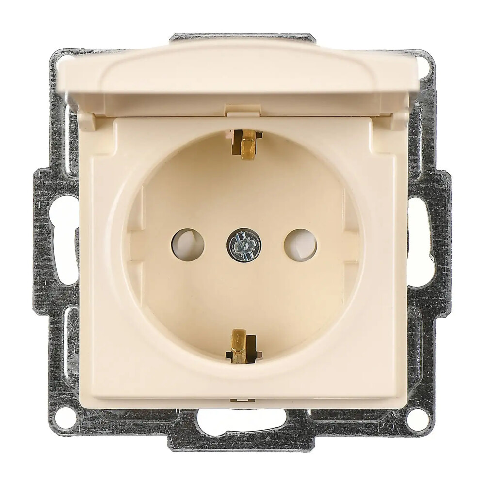 Visage Çocuk Korumalı Kapaklı Topraklı Priz (klipsli), Krem (Mekanizma + Tuş/Kapak) - Günsan Elektrik