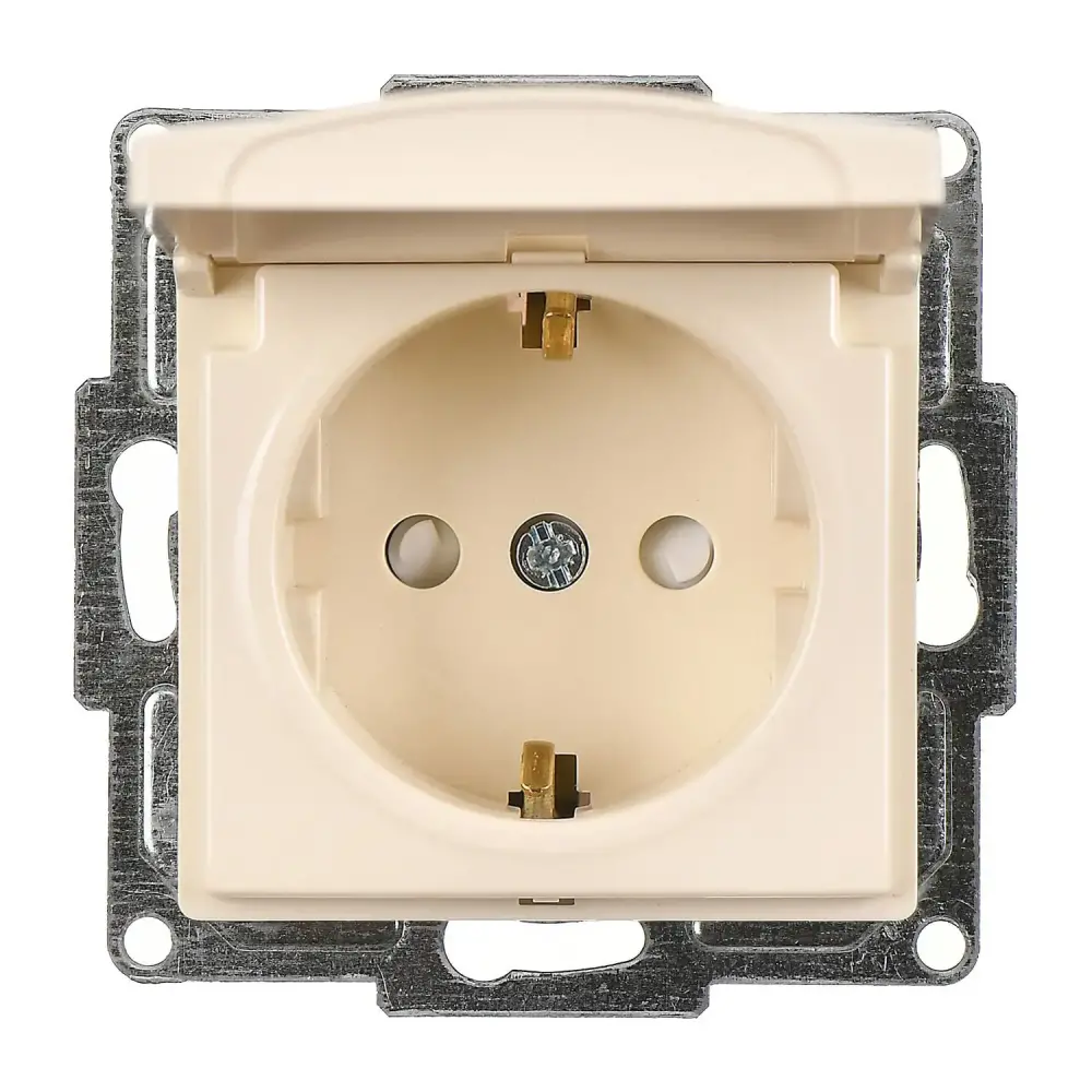 Visage Çocuk Korumalı Kapaklı Topraklı Priz (klipsli), Krem (Mekanizma + Tuş/Kapak) - 1