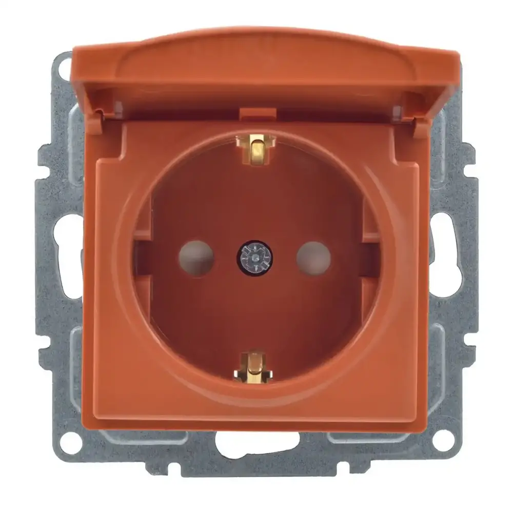 Visage Çocuk Korumalı Kapaklı Topraklı Priz (klipsli), Meşe (Mekanizma + Tuş/Kapak) - 2