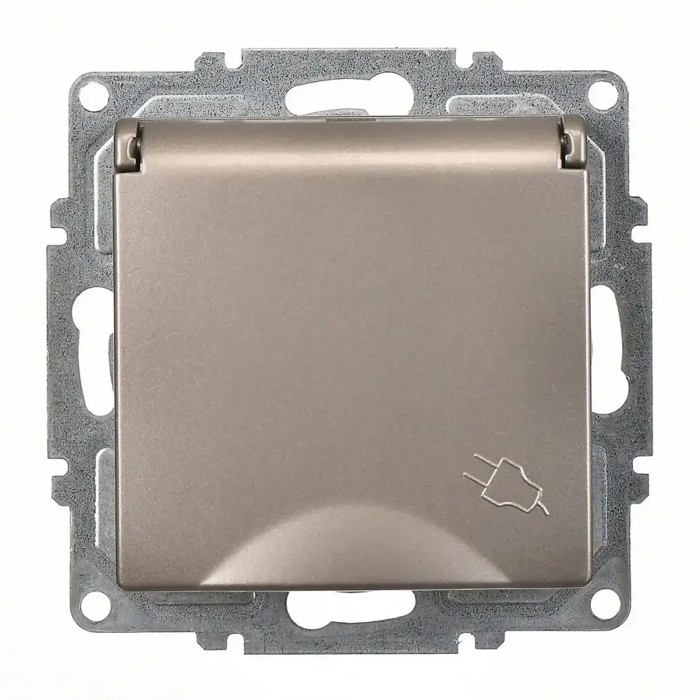 Visage Çocuk Korumalı Kapaklı Topraklı Priz (klipsli), Mocha (Mekanizma + Tuş/Kapak) - 2