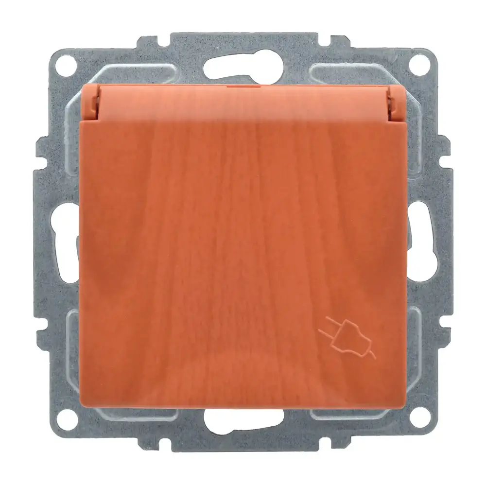 Visage Çocuk Korumalı Kapaklı Topraklı Priz, Meşe (Mekanizma + Tuş/Kapak) - 1