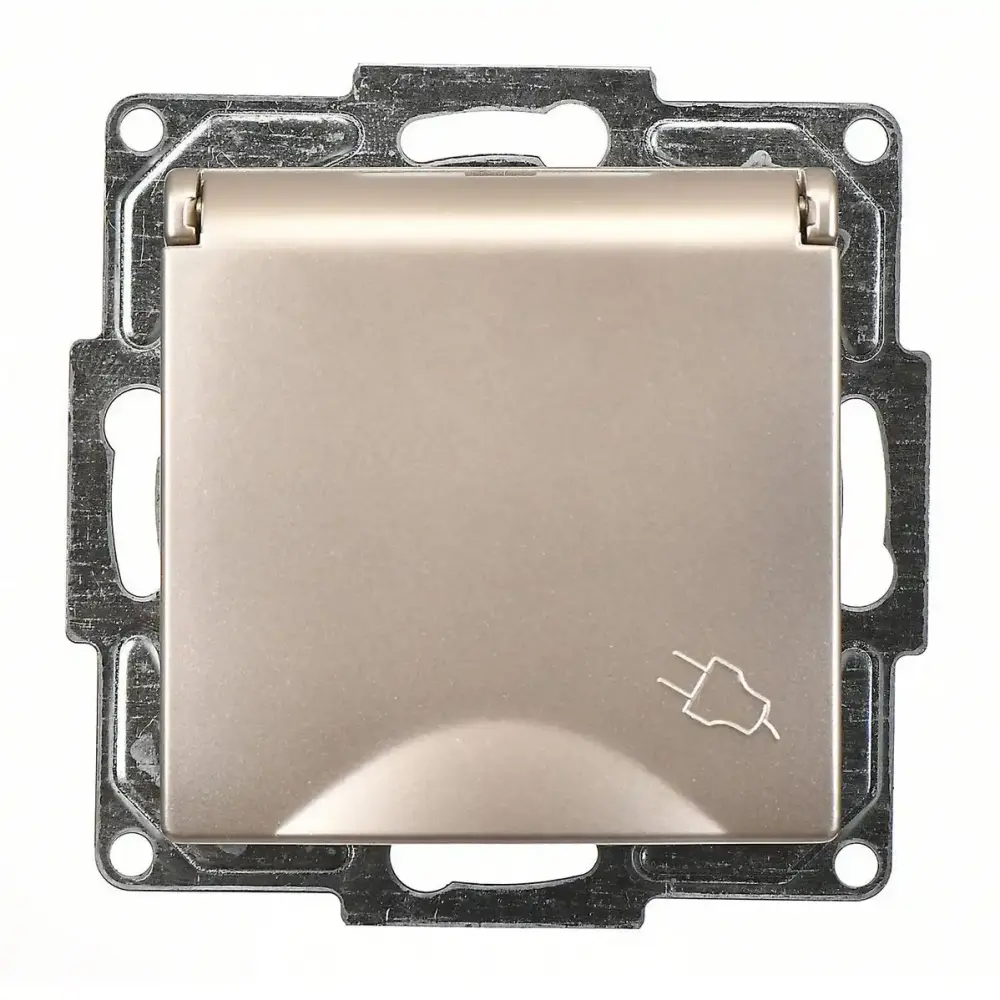 Visage Çocuk Korumalı Kapaklı Topraklı Priz, Metalik Bej (Mekanizma + Tuş/Kapak) - 2