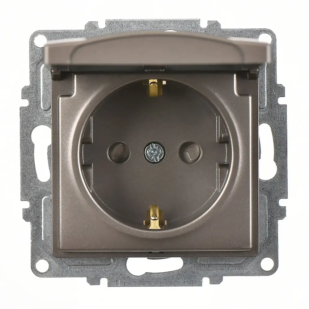 Visage Çocuk Korumalı Kapaklı Topraklı Priz, Mocha (Mekanizma + Tuş/Kapak) 