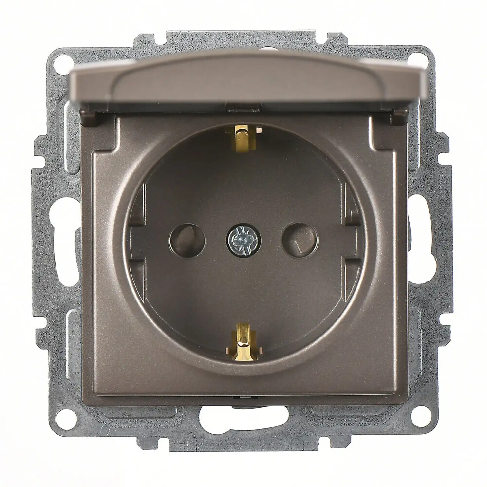 Visage Çocuk Korumalı Kapaklı Topraklı Priz, Mocha (Mekanizma + Tuş/Kapak) - Günsan Elektrik