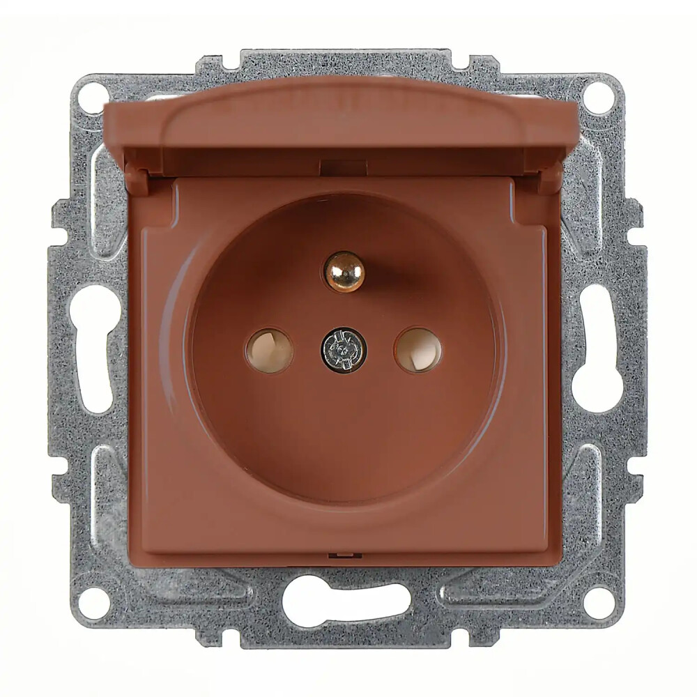 Visage Çocuk Korumalı Kapaklı UPS Priz, Ceviz (Mekanizma + Tuş/Kapak) - Günsan Elektrik