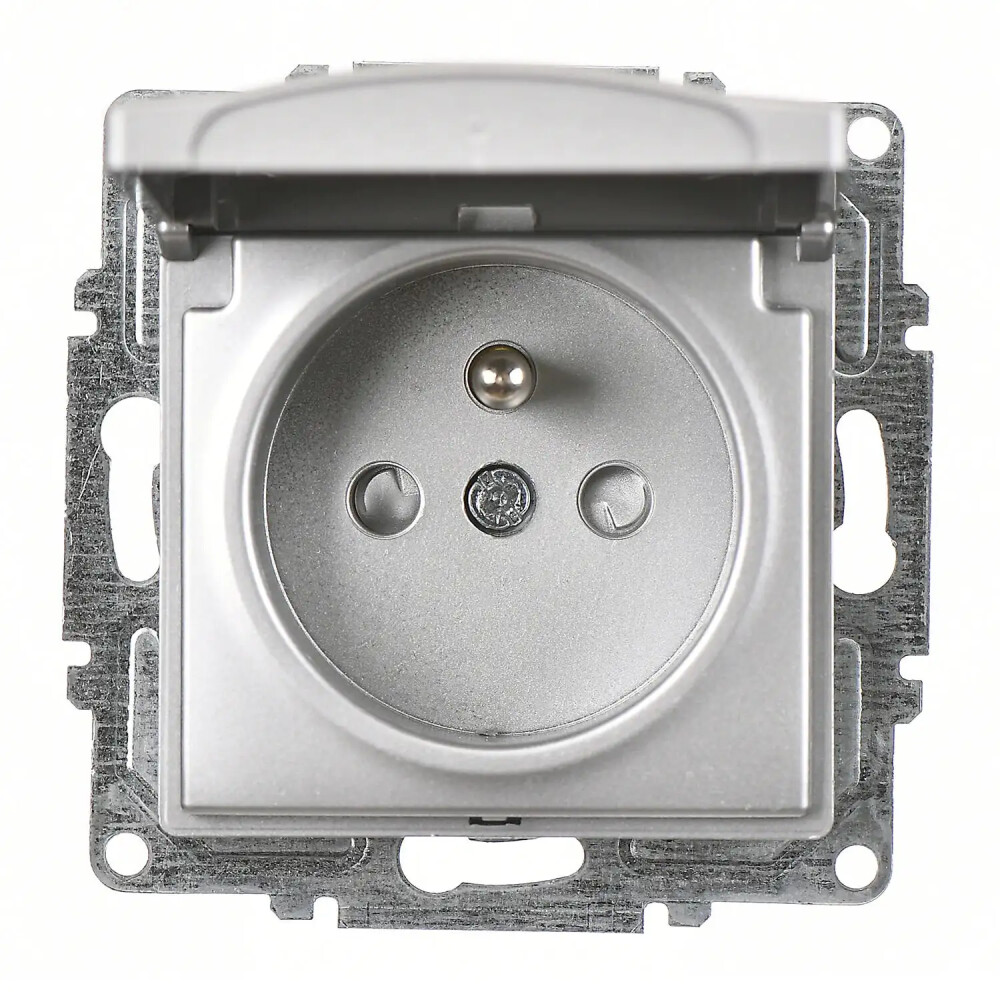 Visage Çocuk Korumalı Kapaklı UPS Priz, Gümüş (Mekanizma + Tuş/Kapak) - Günsan Elektrik