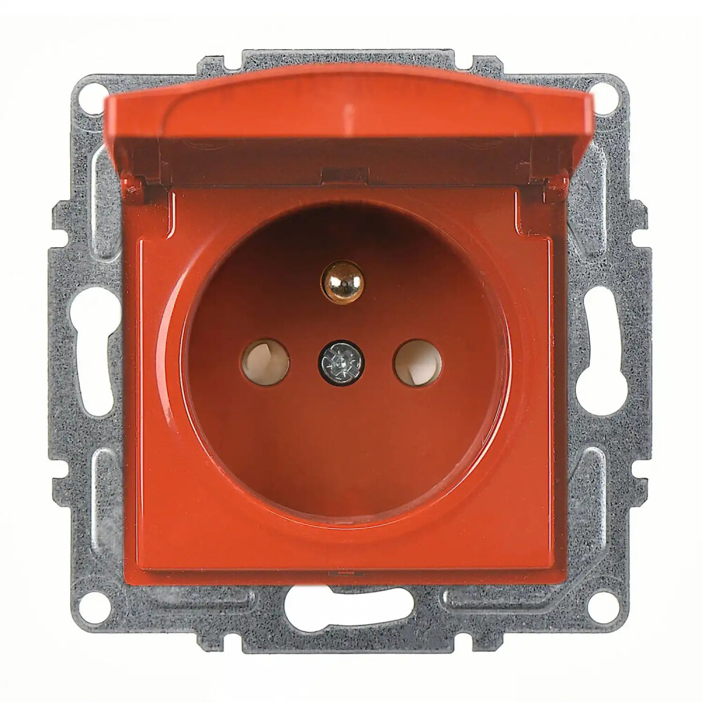 Visage Çocuk Korumalı Kapaklı UPS Priz, Kiraz (Mekanizma + Tuş/Kapak) - Günsan Elektrik