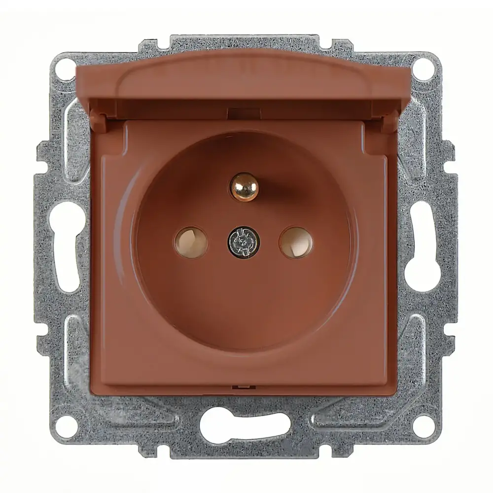 Visage Çocuk Korumalı Kapaklı UPS Priz (klipsli), Ceviz (Mekanizma + Tuş/Kapak) 