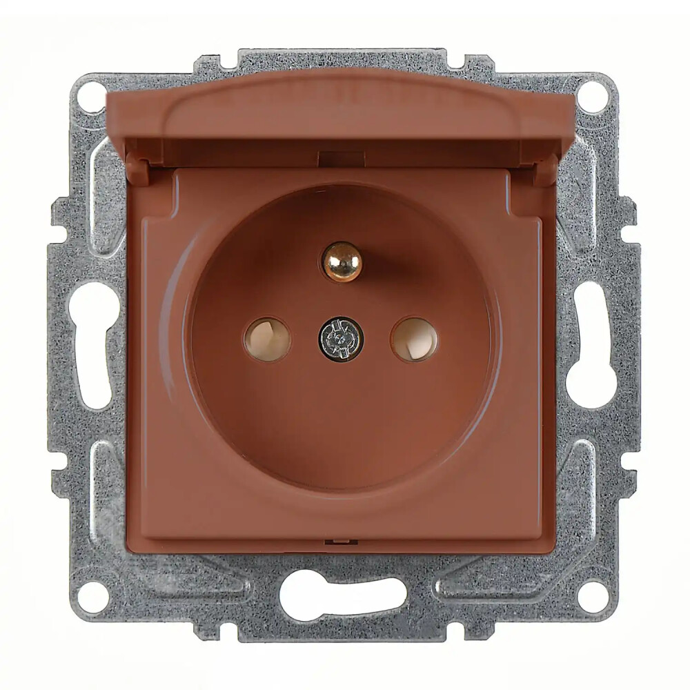 Visage Çocuk Korumalı Kapaklı UPS Priz (klipsli), Ceviz (Mekanizma + Tuş/Kapak) - Günsan Elektrik