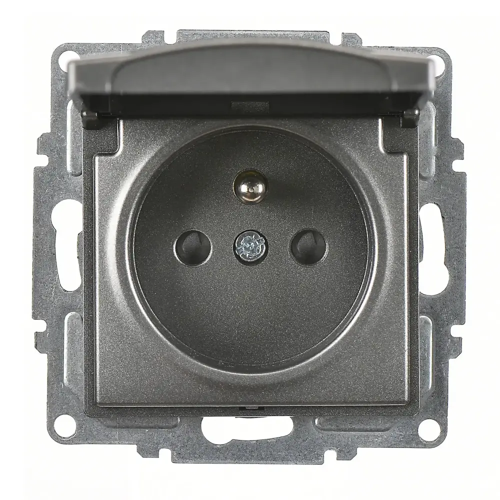 Visage Çocuk Korumalı Kapaklı UPS Priz (klipsli), Füme (Mekanizma + Tuş/Kapak) - 1