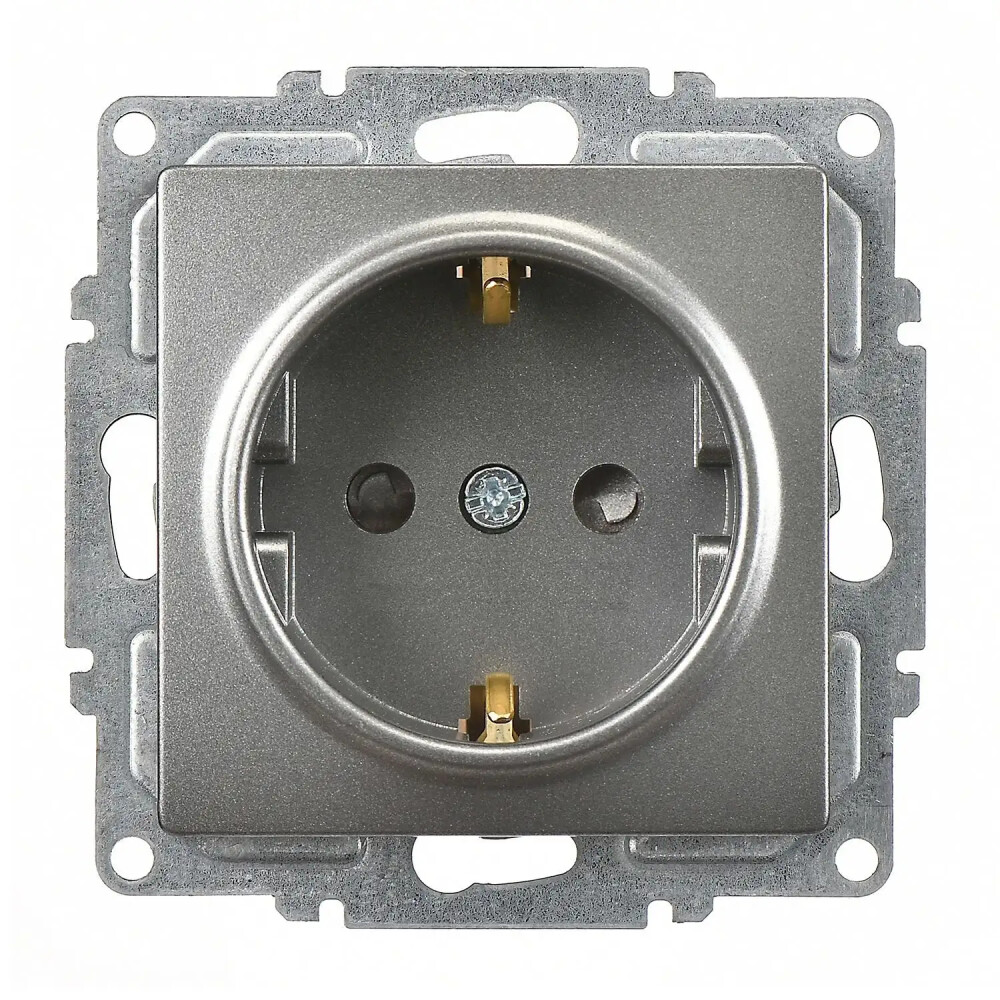 Visage Çocuk Korumalı Topraklı Priz, Füme (Mekanizma + Tuş/Kapak) - Günsan Elektrik