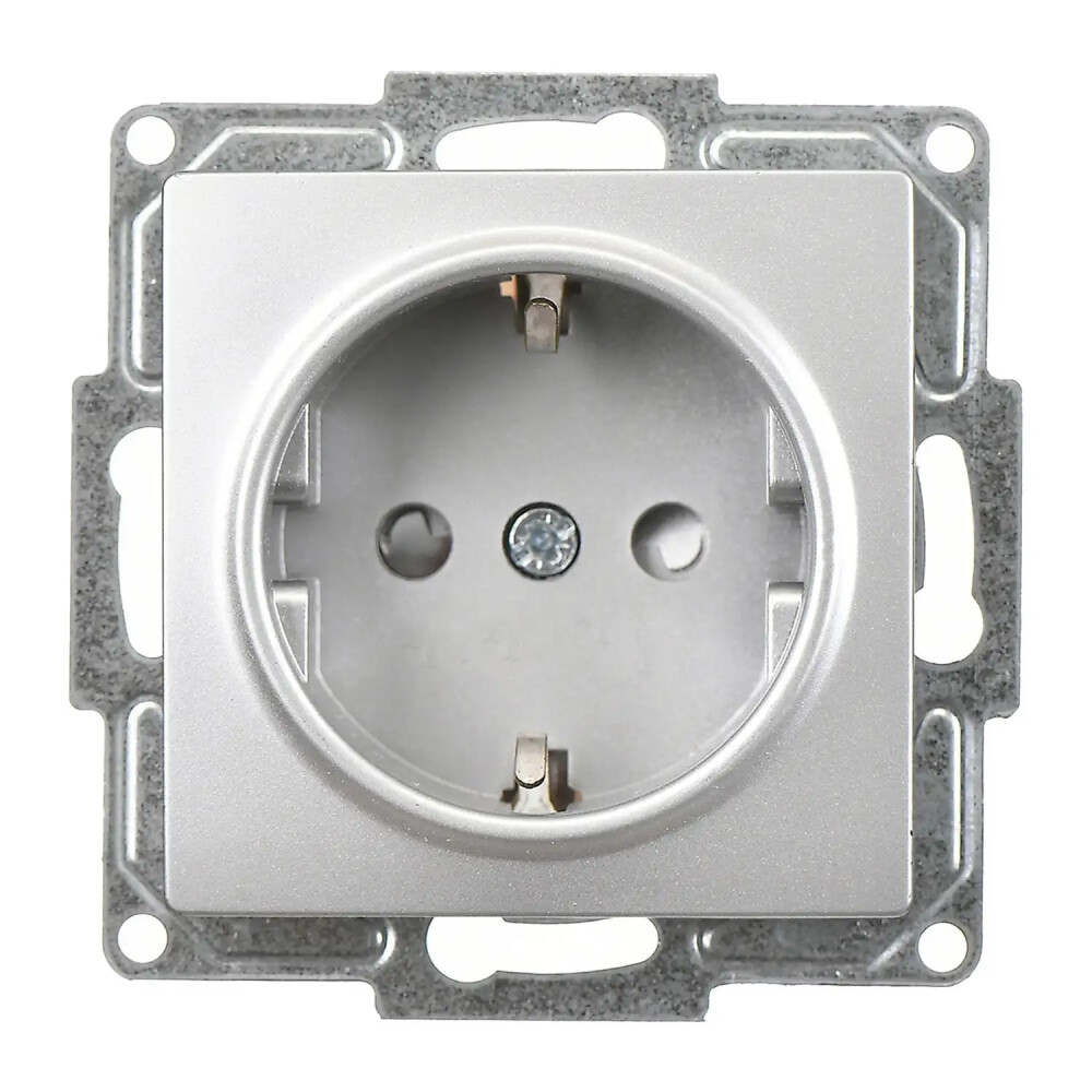 Visage Çocuk Korumalı Topraklı Priz, Gümüş (Mekanizma + Tuş/Kapak) - Günsan Elektrik