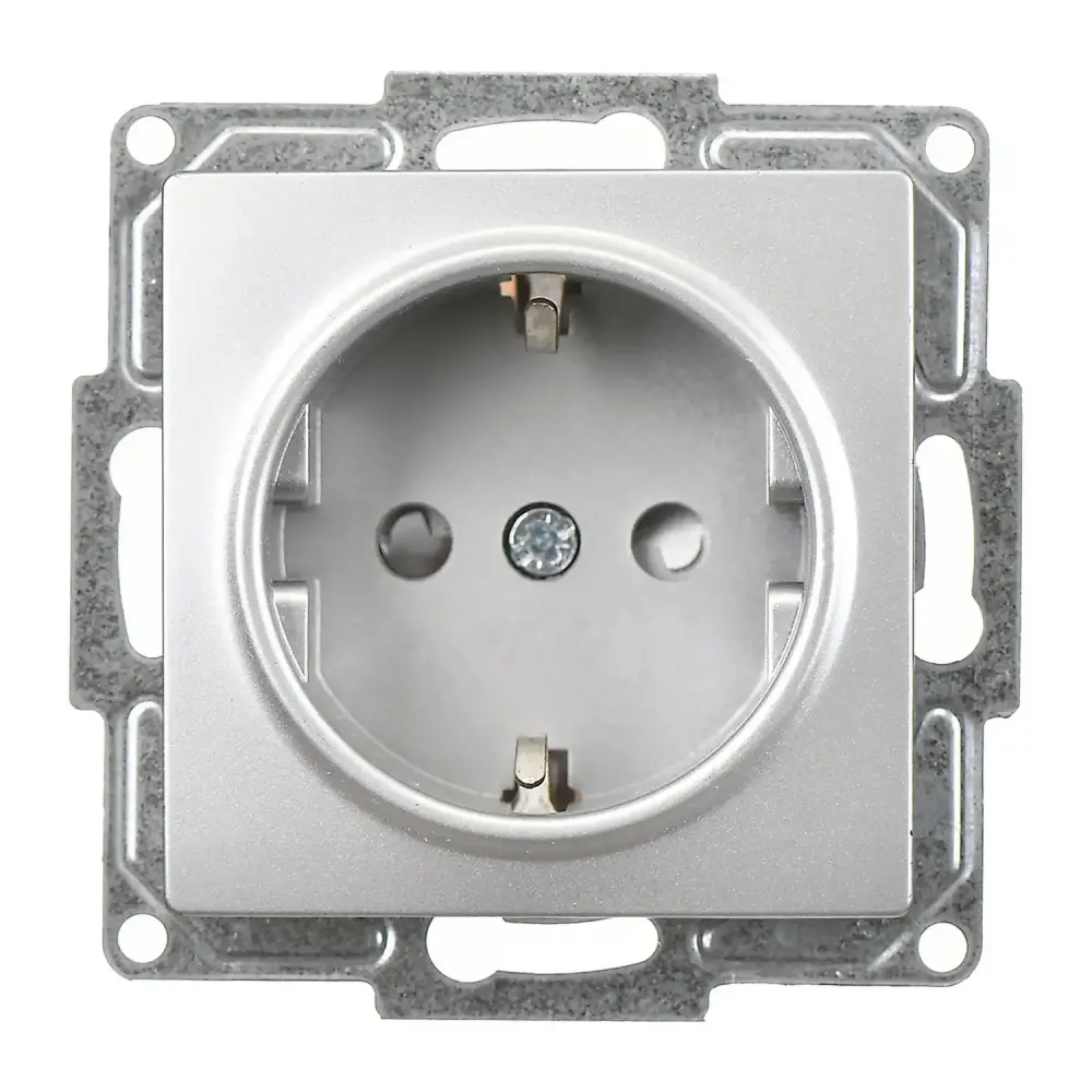 Visage Çocuk Korumalı Topraklı Priz, Gümüş (Mekanizma + Tuş/Kapak) - 1