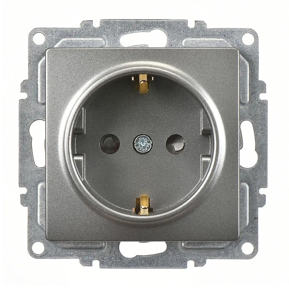 Visage Çocuk Korumalı Topraklı Priz (klipsli), Füme (Mekanizma + Tuş/Kapak) - Günsan Elektrik